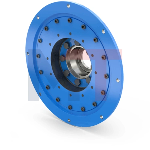 Acoplamiento ARCUSAFLEX-VSK Reich conectado a motor diésel, Detalle del preembrague torsionalmente flexible AC-VSK, Vista del acoplamiento ARCUSAFLEX-VSK con eje cardán, Aplicación del acoplamiento Reich ARCUSAFLEX-VSK en línea de transmisión pesada