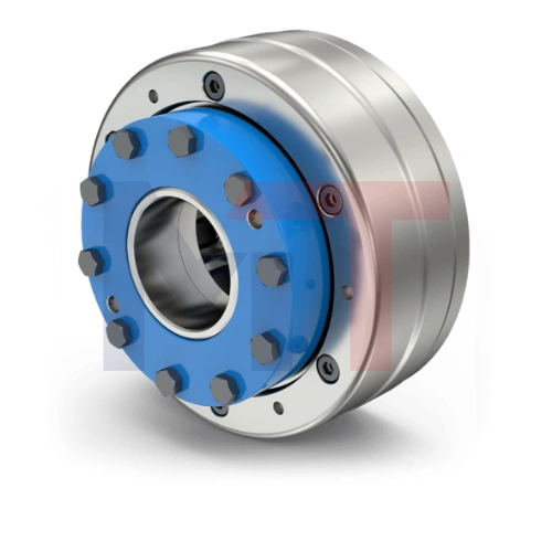 Acoplamiento MMS-HS Reich de alta velocidad instalado, Diseño ligero en aluminio del MULTI MONT SELLA, Cambio fácil del elemento radial en acoplamiento MMS, Vista del acoplamiento elástico libre de mantenimiento Reich